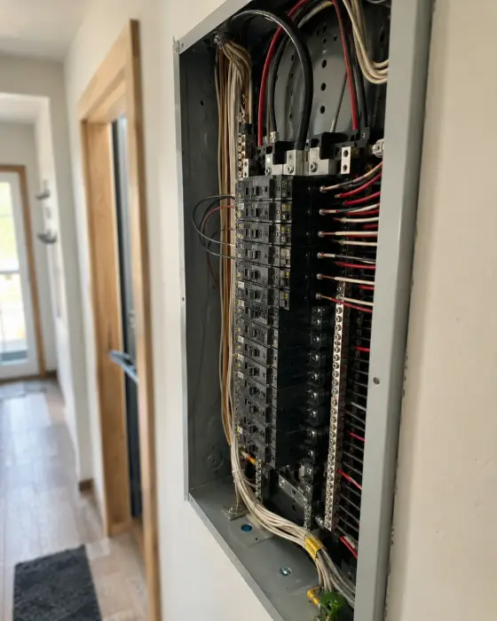 Electricista autoritzat de CLIMANION treballant en un quadre elèctric
